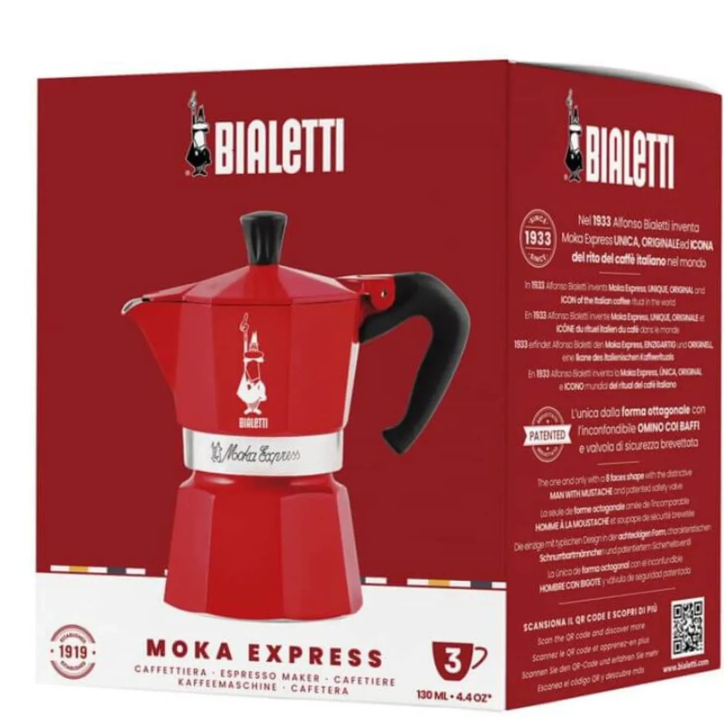 Bialetti Moka Color Rood 3 kops