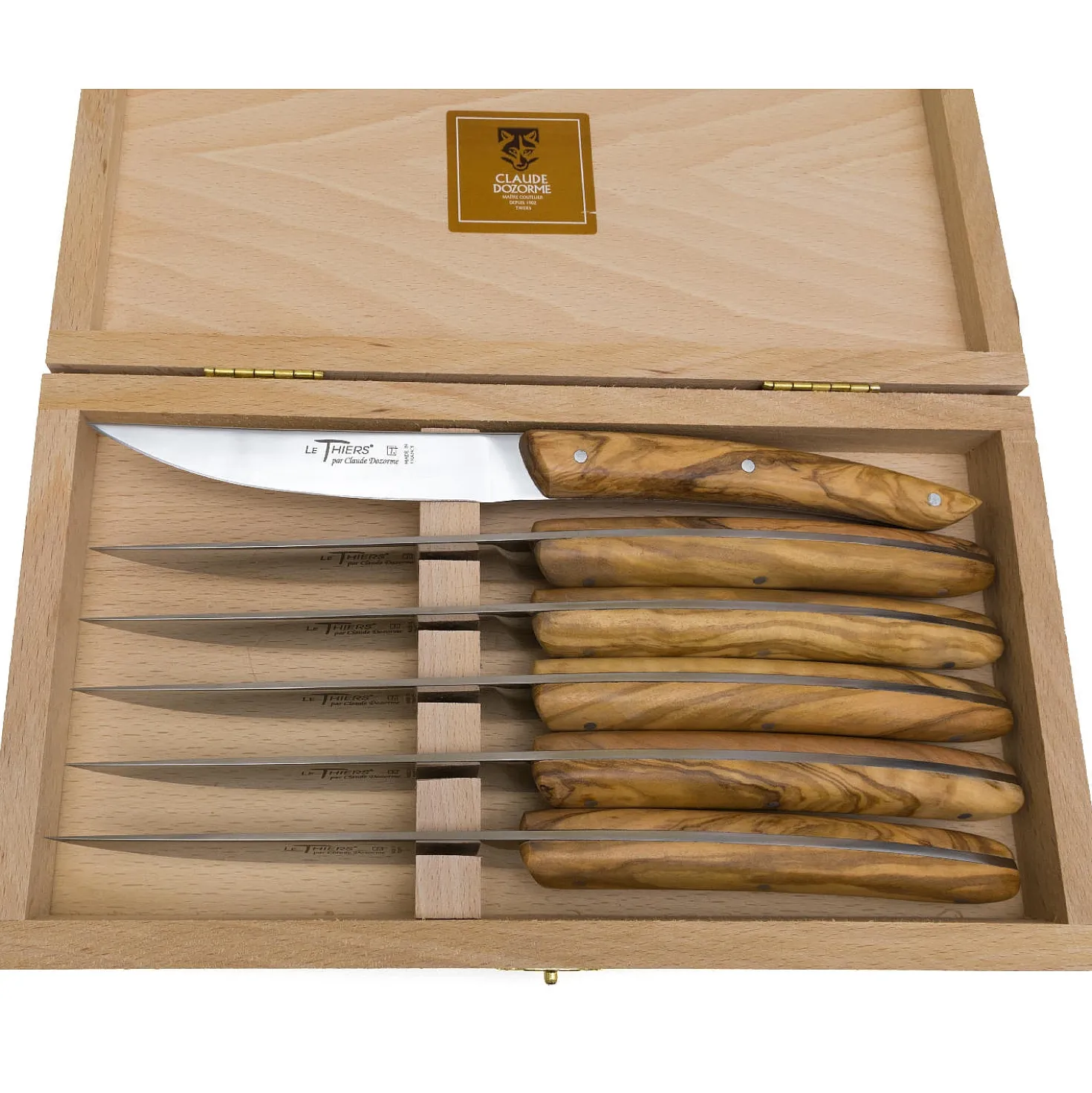Claude Dozorme Laguiole Steakmessen Modern Olijfhout