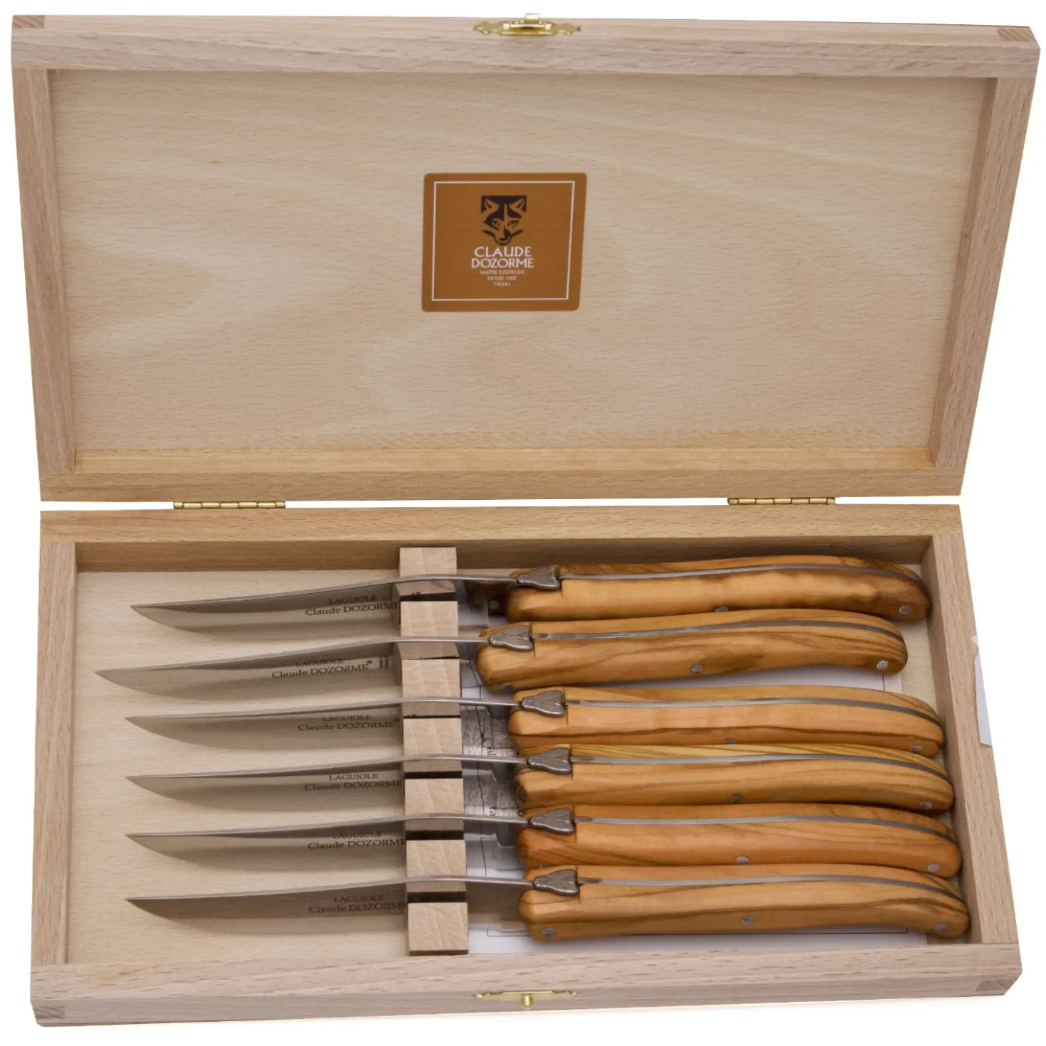 Claude Dozorme Laguiole Steakmessen Olijfhout