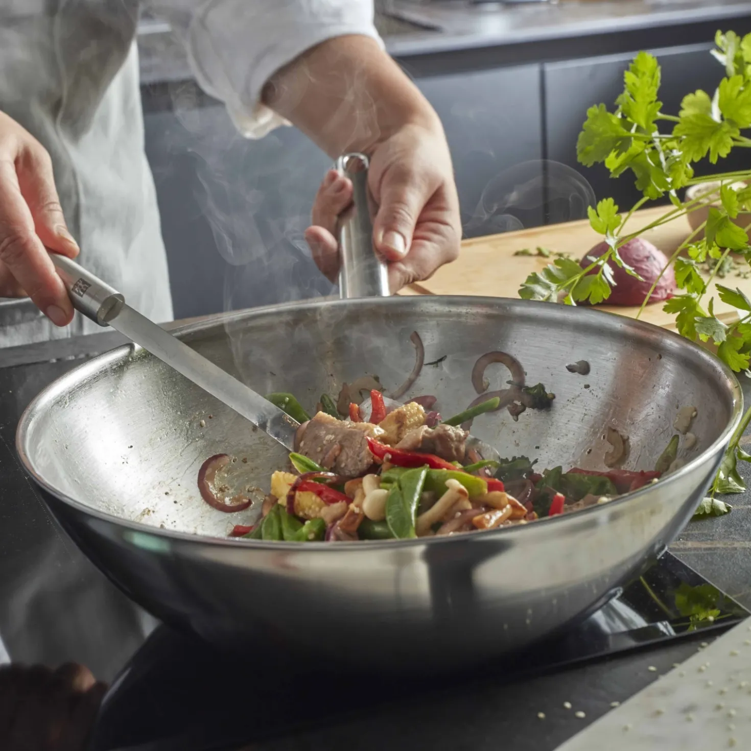 Demeyere Apollo Wok 30 cm met Vlakke Bodem