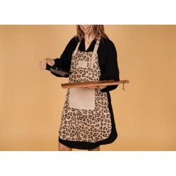 Dugros Lederen Schort Met Tijgerprint Beige