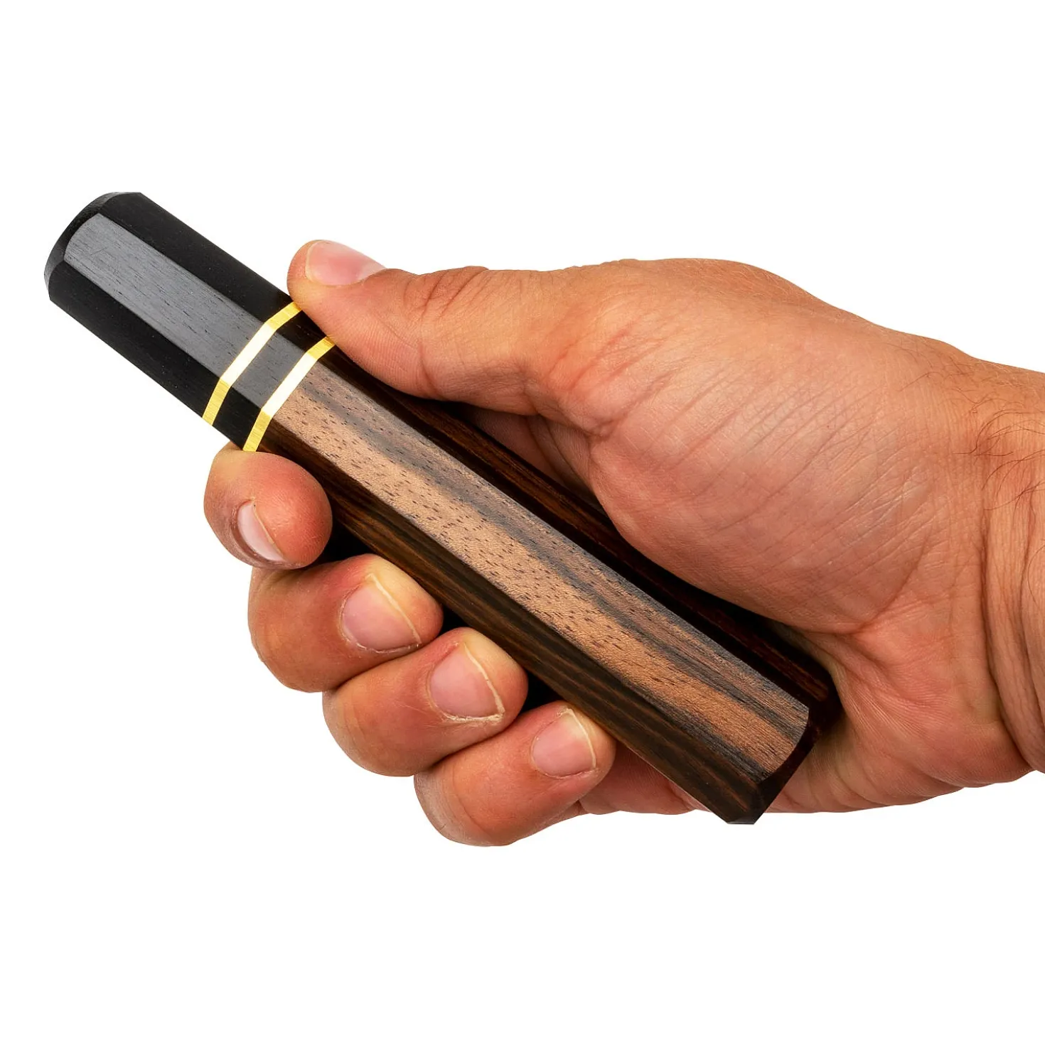 Handvat Donker hout met Ringen Ocatagon