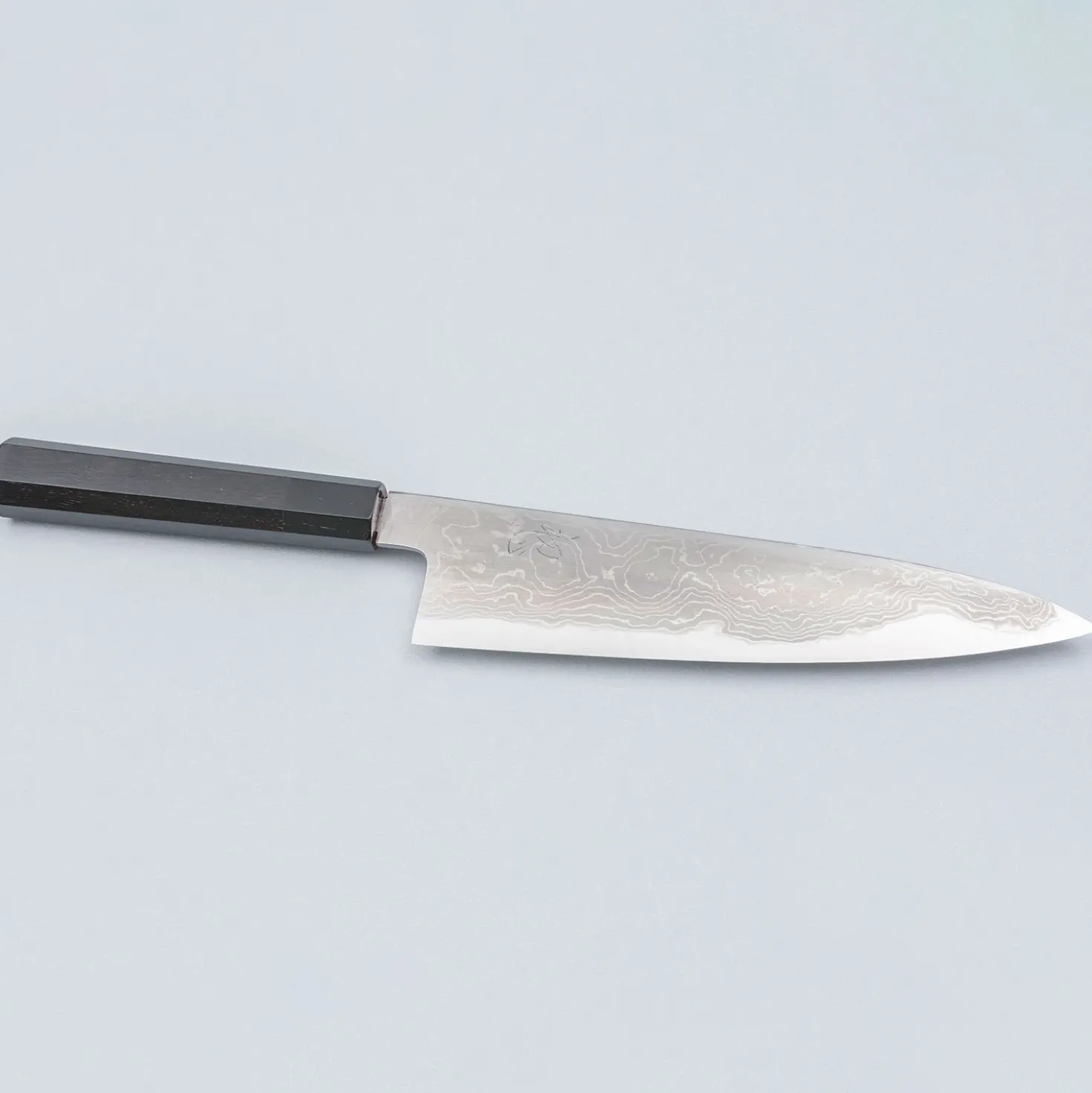 Hatsukokoro Komorebi Aogami 1 Damast Ebony Gyuto 21 cm