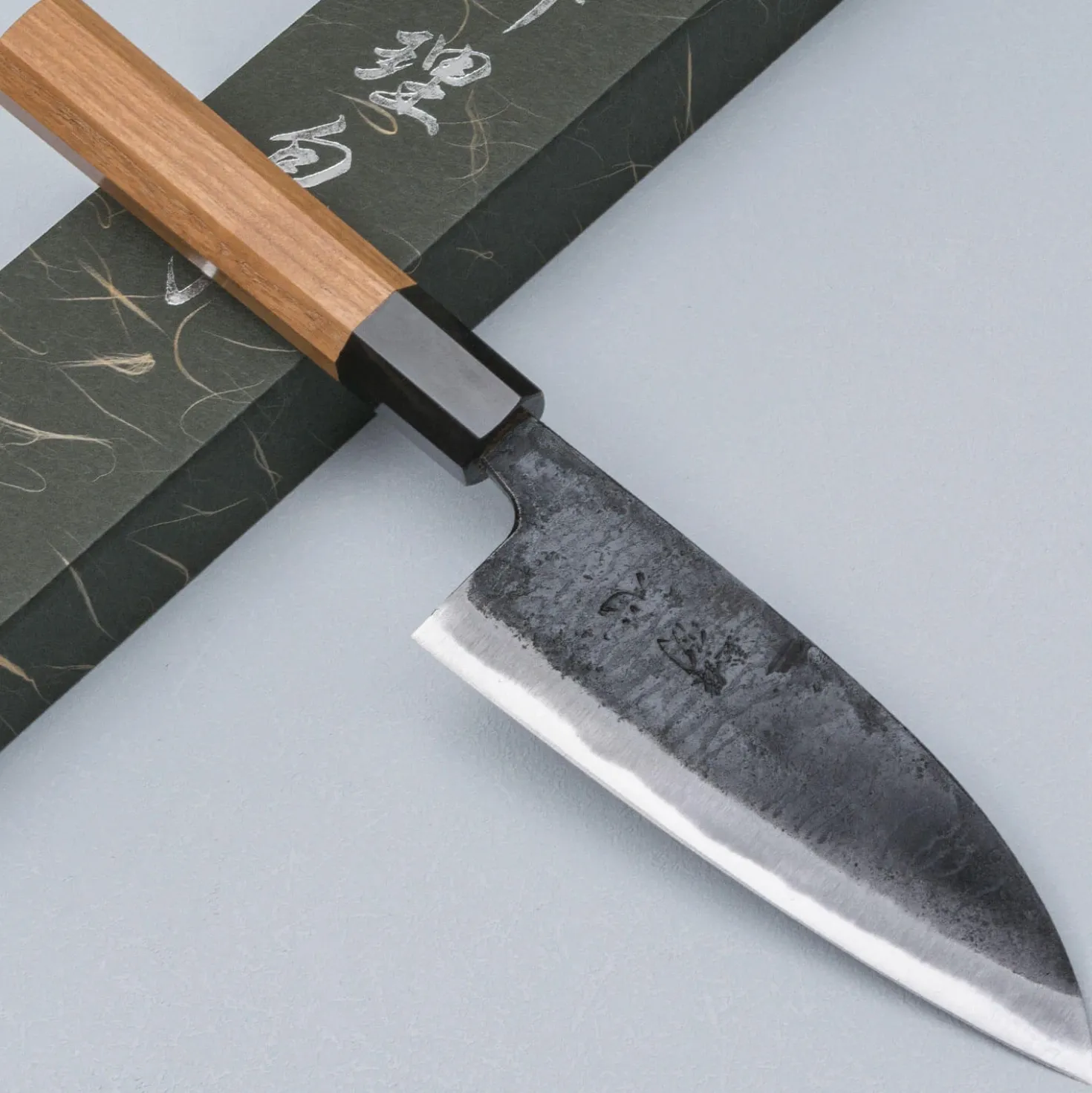 Hatsukokoro Kurokaze Aogami #2 Teak Double Bevel Deba 15 cm