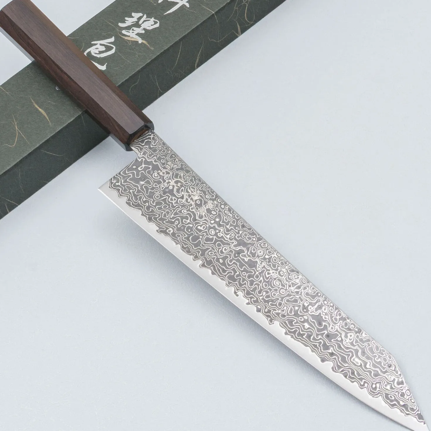 Hatsukokoro Ryuhyo Kurozome SG2 Damast Kiritsuke Gyuto 24 cm