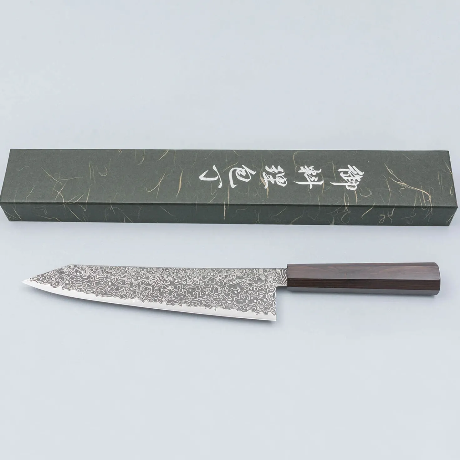 Hatsukokoro Ryuhyo Kurozome SG2 Damast Kiritsuke Gyuto 24 cm
