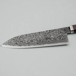 Hatsukokoro Ryuhyo Kurozome SG2 Damast Curved Ebony Santoku 17.5 cm