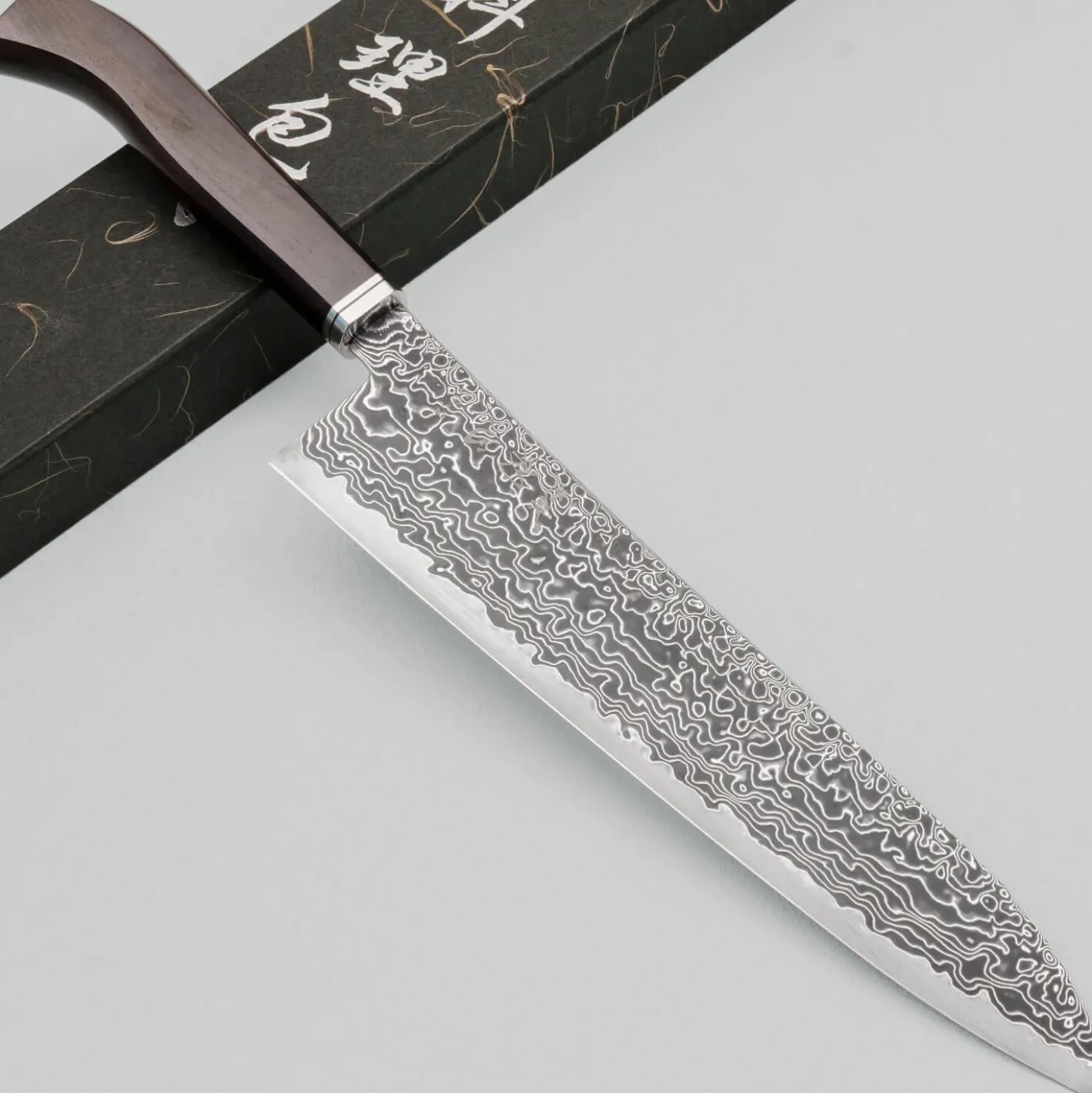 Hatsukokoro Ryuhyo Kurozome SG2 Damast Curved Ebony Gyuto 24 cm
