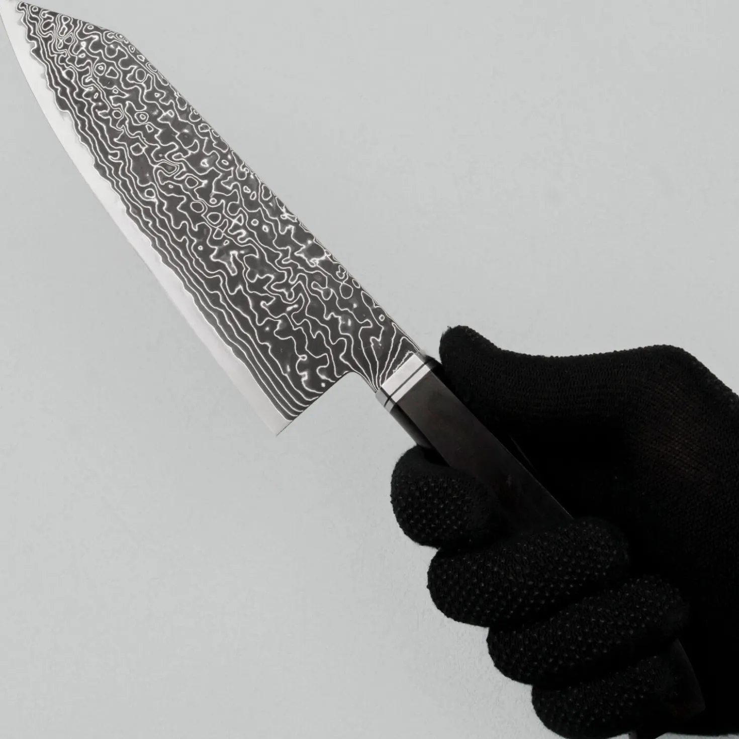 Hatsukokoro Ryuhyo Kurozome SG2 Damast Curved Ebony Bunka 18 cm