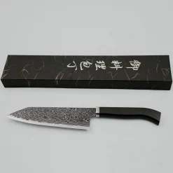 Hatsukokoro Ryuhyo Kurozome SG2 Damast Curved Ebony Bunka 18 cm