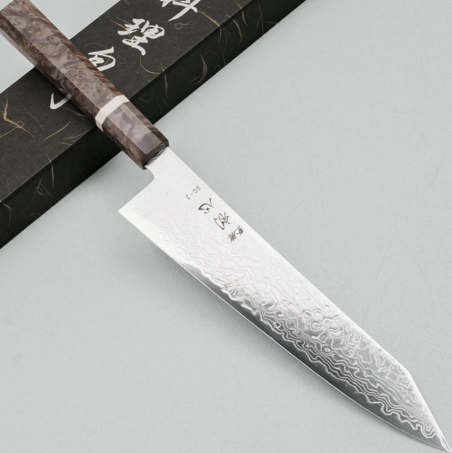 Hatsukokoro Ryuhyo SG2 Damast Birch Kiritsuke Gyuto 21 cm