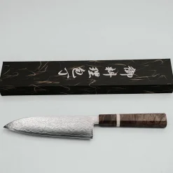 Hatsukokoro Ryuhyo SG2 Damast Birch Santoku 18 cm