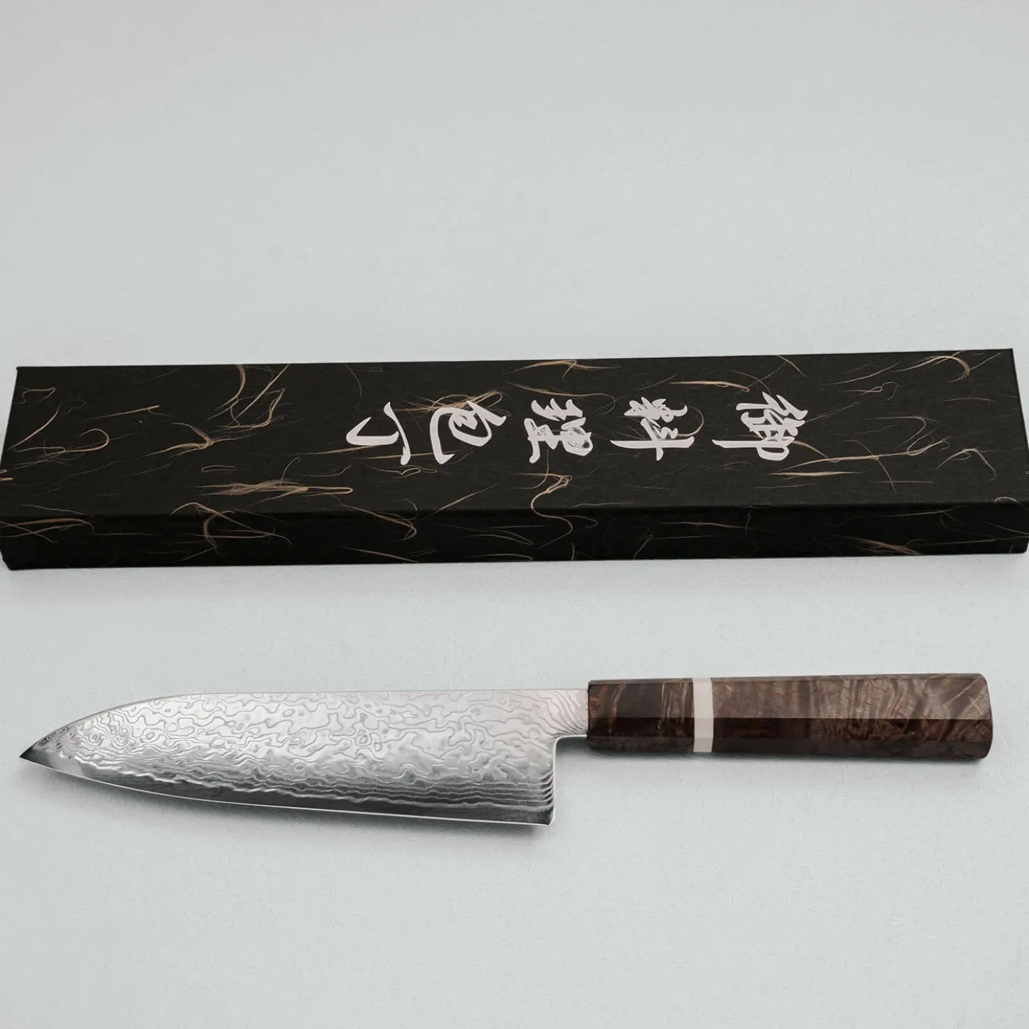Hatsukokoro Ryuhyo SG2 Damast Birch Santoku 18 cm