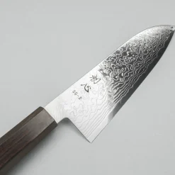 Hatsukokoro Ryuhyo SG2 Damast Ebony Santoku 18 cm
