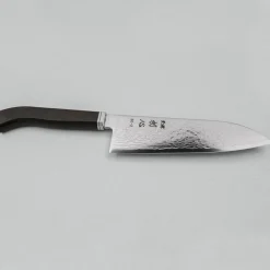 Hatsukokoro Ryuhyo SG2 Damast Curved Ebony Santoku 18 cm