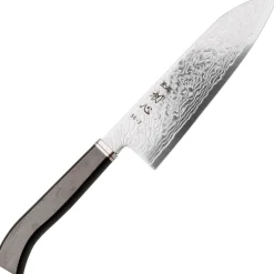 Hatsukokoro Ryuhyo SG2 Damast Curved Ebony Santoku 18 cm