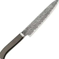 Hatsukokoro Ryuhyo SG2 Damast Kurozome Curved Ebony Petty 15 cm