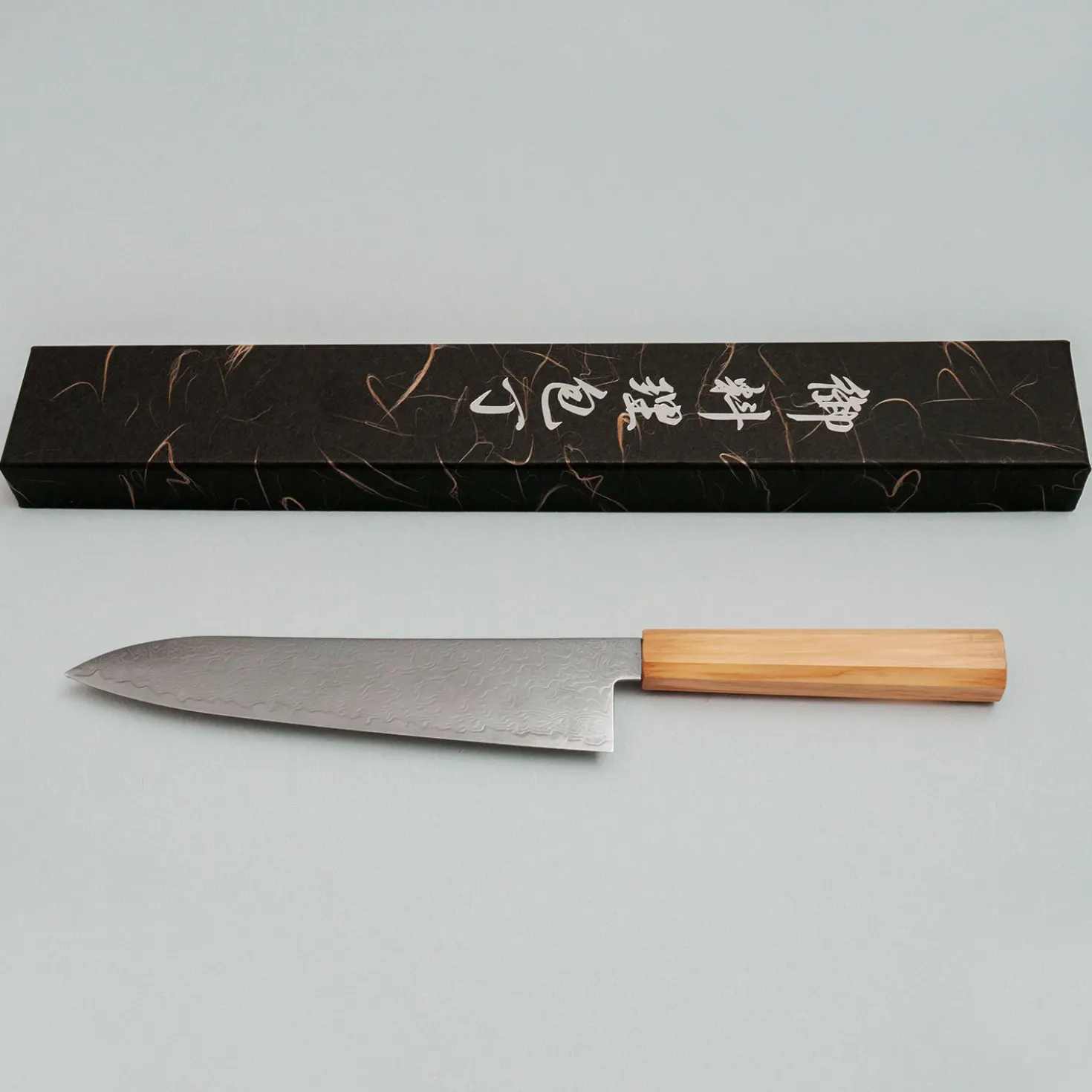 Hatsukokoro Ryuhyo SG2 Damast Olive Gyuto 21 cm