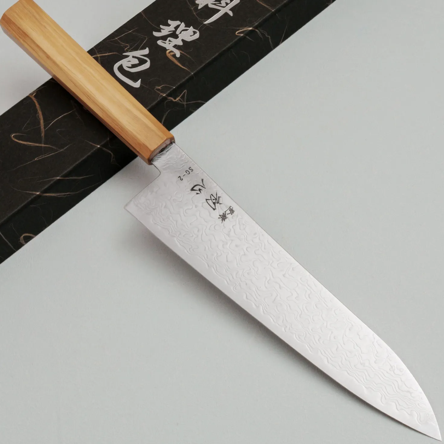 Hatsukokoro Ryuhyo SG2 Damast Olive Gyuto 21 cm