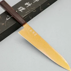 Hatsukokoro Ryuhyo SG2 Damast Ebony Brown Coating Gyuto 21 cm