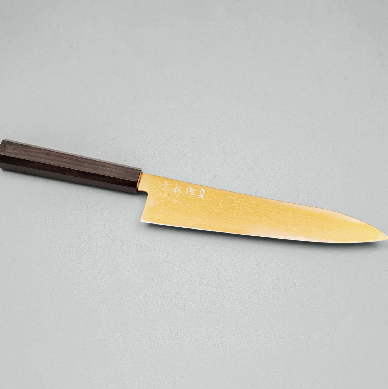 Hatsukokoro Ryuhyo SG2 Damast Ebony Brown Coating Gyuto 21 cm