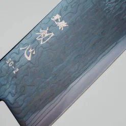 Hatsukokoro Ryuhyo SG2 Damast Ebony Blue Coating Bunka 18 cm