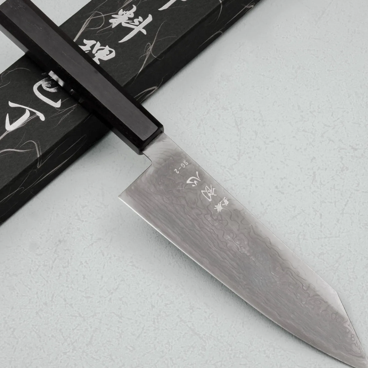 Hatsukokoro Ryuhyo SG2 Damast Ebony Black Coating Bunka 18 cm