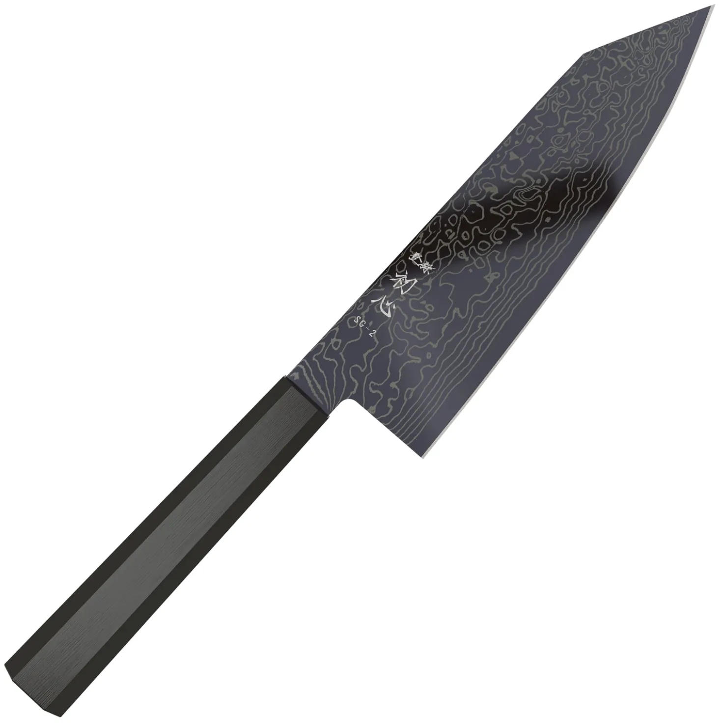 Hatsukokoro Ryuhyo SG2 Damast Ebony Black Coating Bunka 18 cm