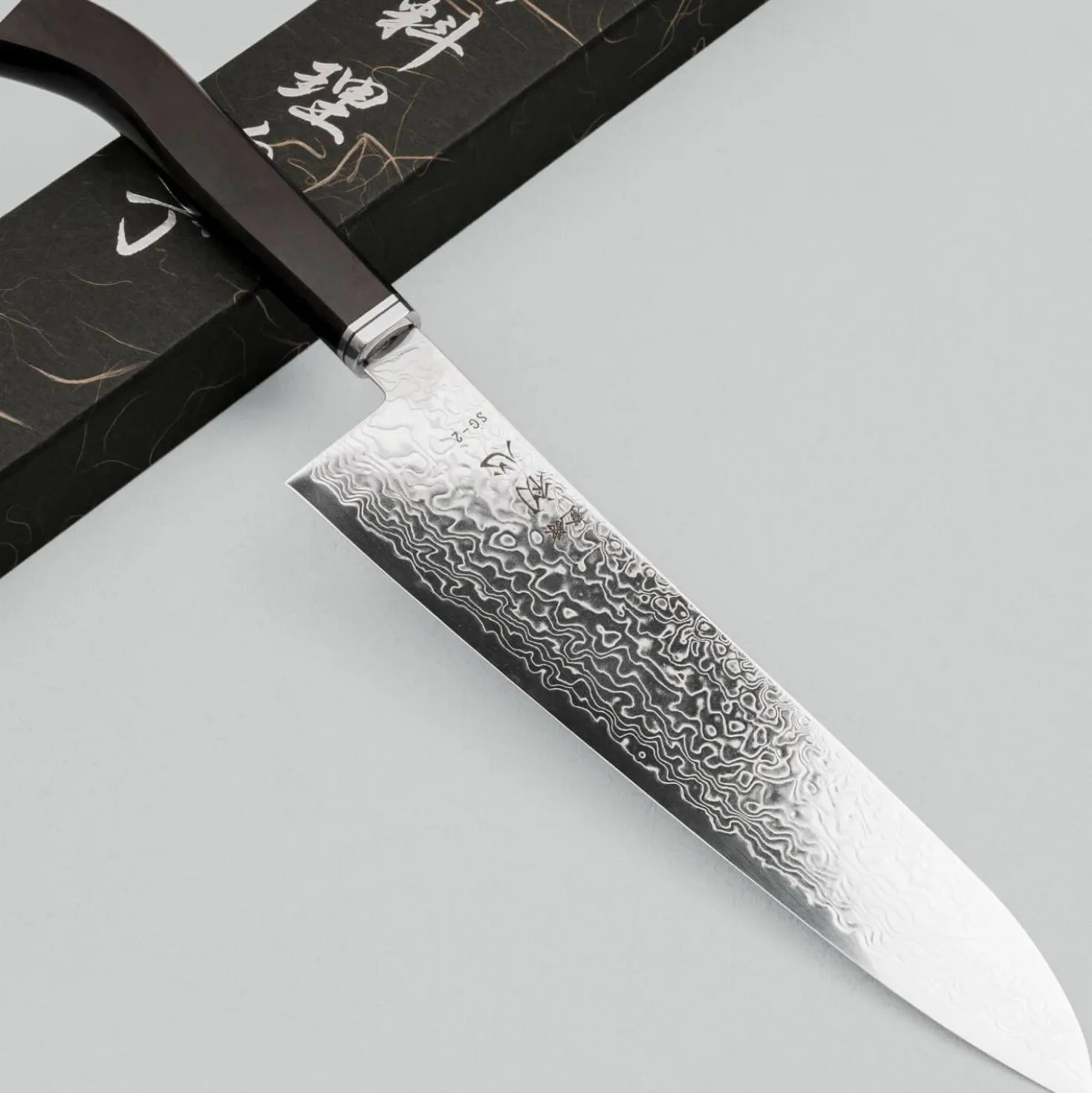 Hatsukokoro Ryuhyo SG2 Damast Curved Ebony Gyuto 24 cm
