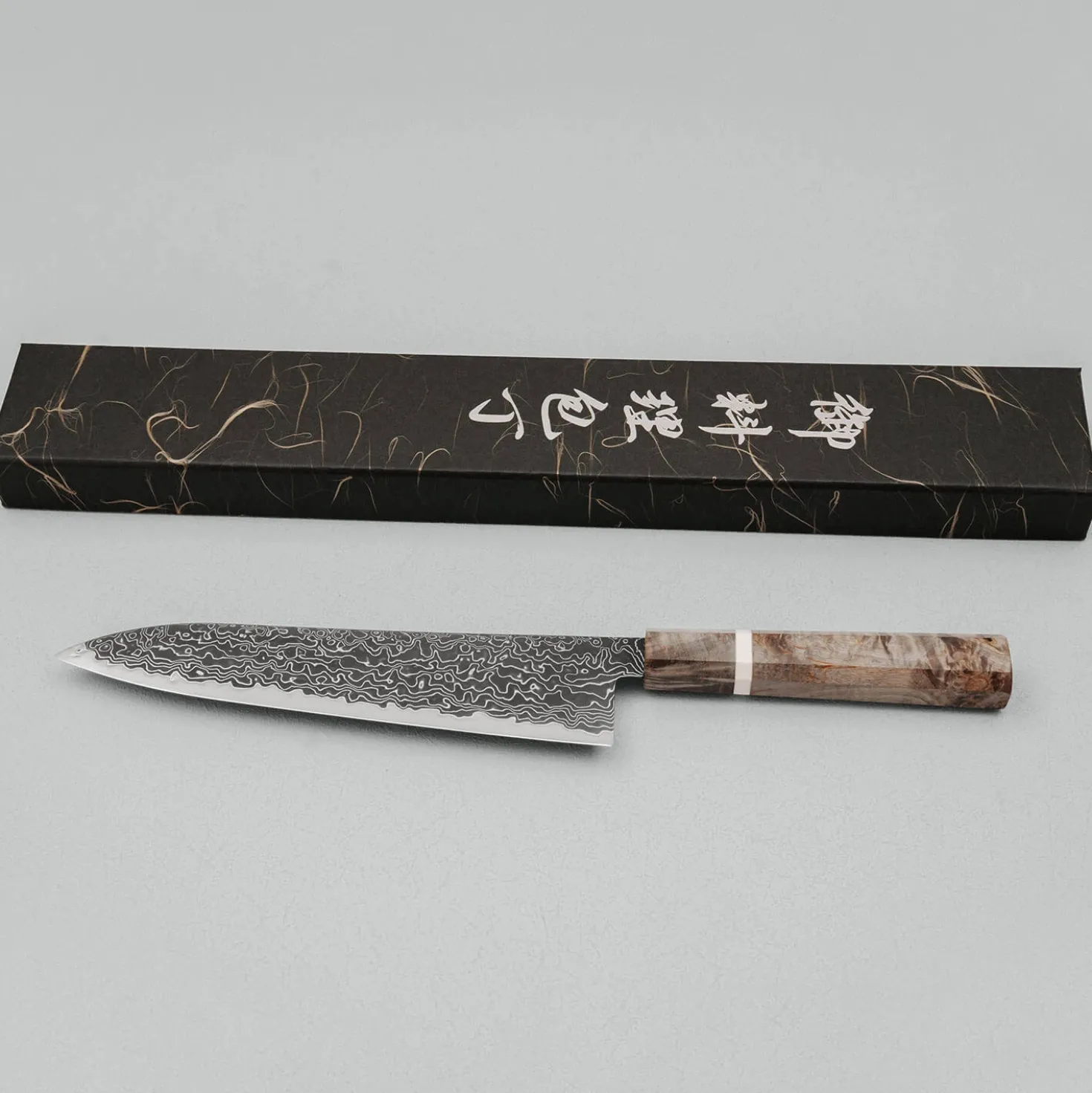 Hatsukokoro Ryuhyo SG2 Kurozome Damast Birch Gyuto 21 cm