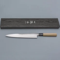 Ittetsu Uraoshi Hand Forged Tsuchime Kurouchi Shiro #2 Yanagiba 24 cm