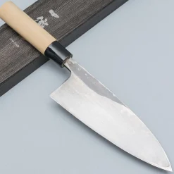 Ittetsu Uraoshi Hand Forged Tsuchime Kurouchi Shiro #2 Deba 16.5 cm Lefthanded