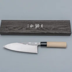 Ittetsu Uraoshi Hand Forged Tsuchime Kurouchi Shiro #2 Deba 16.5 cm