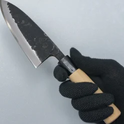 Ittetsu Uraoshi Hand Forged Tsuchime Kurouchi Shiro #2 Deba 15 cm Lefthanded