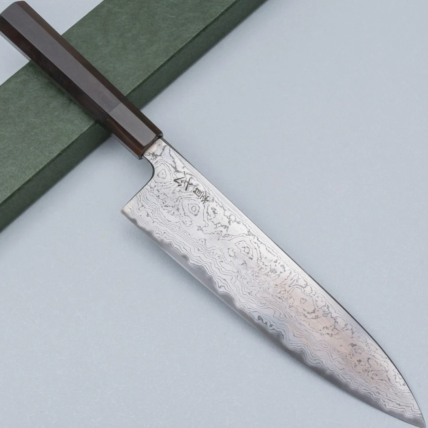 JNS Kokorozashi Tanaka Shirogami 1 Damast Kurozoma Gyuto 22.5 cm