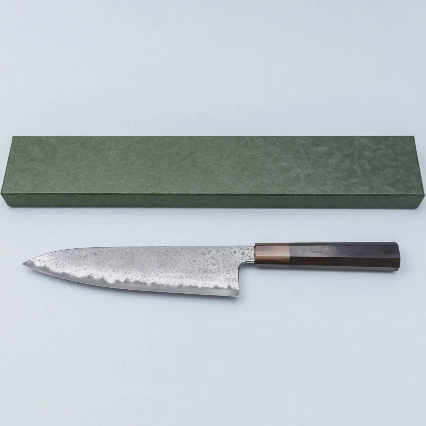 JNS Kokorozashi Tanaka Shirogami 1 Damast Kurozoma Gyuto 22.5 cm