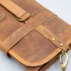 Kazoku Leren Messentas 10 vaks Cognac