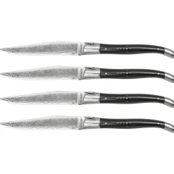 Laguiole en Aubrac Damascus Steakmes Hoorn 4 delig