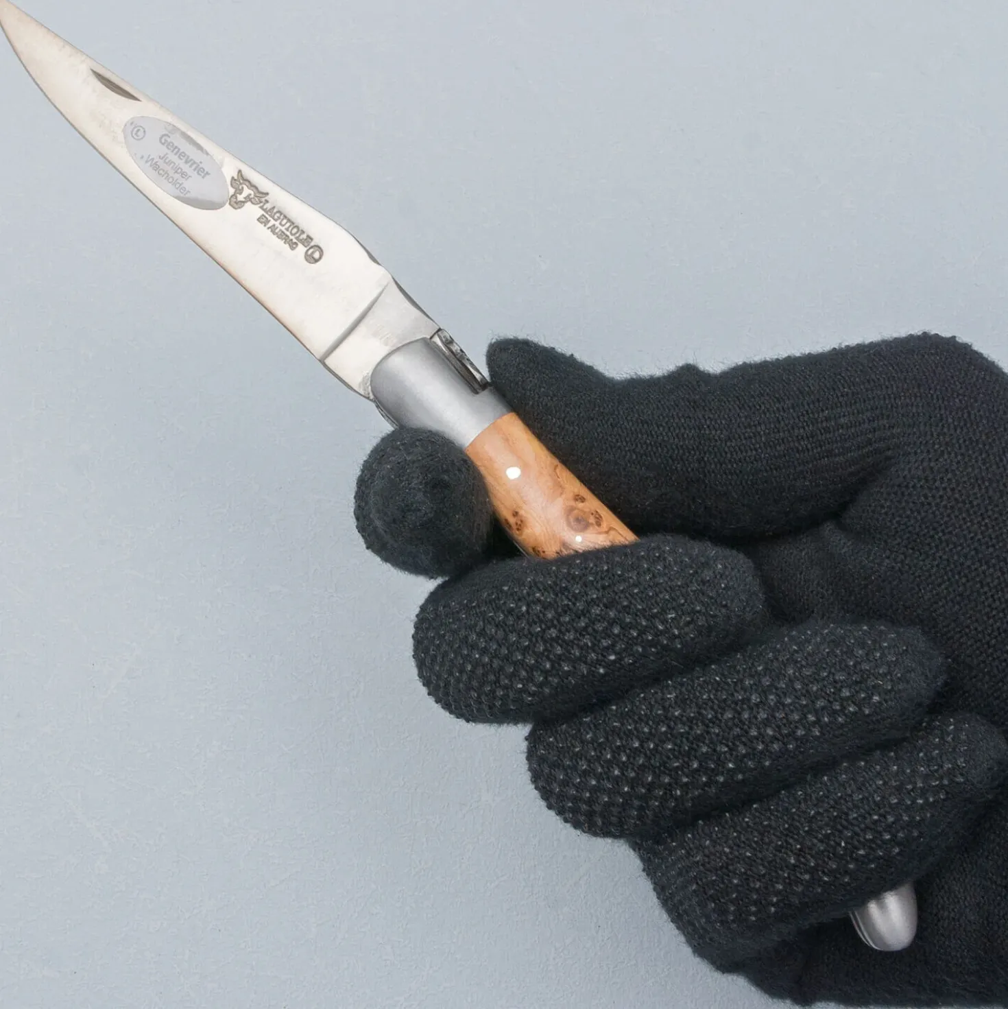 Laguiole en Aubrac Damast Zakmes Jeneverbes 12 cm