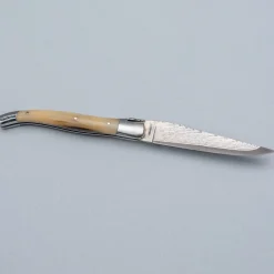 Laguiole en Aubrac Damast Zakmes Hoorn 12 cm