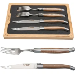 Laguiole en Aubrac Steakmessen en vorkenset Walnoot 4 delig