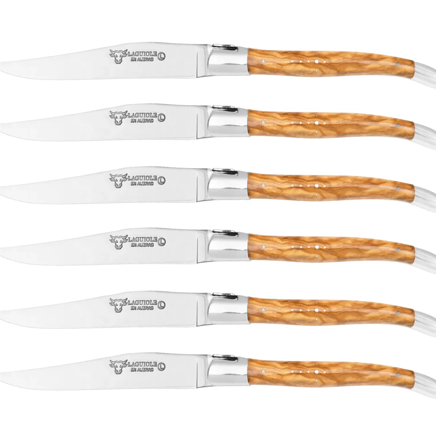 Laguiole en Aubrac Steakmessenset Olijf 6 delig