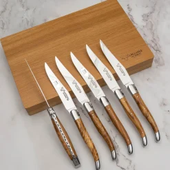 Laguiole en Aubrac Steakmessenset Olijf 6 delig