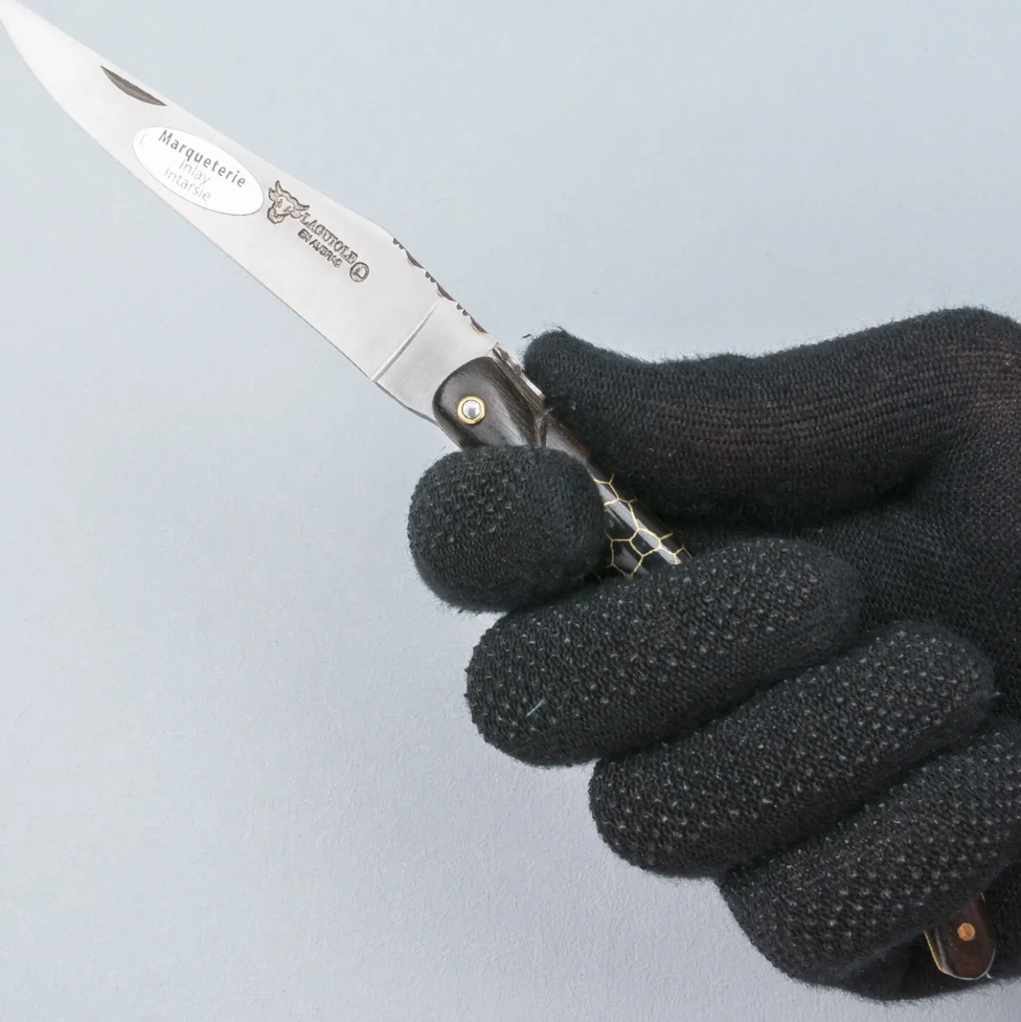 Laguiole en Aubrac Zakmes Ebony Onyx Inlay Deluxe 12 cm