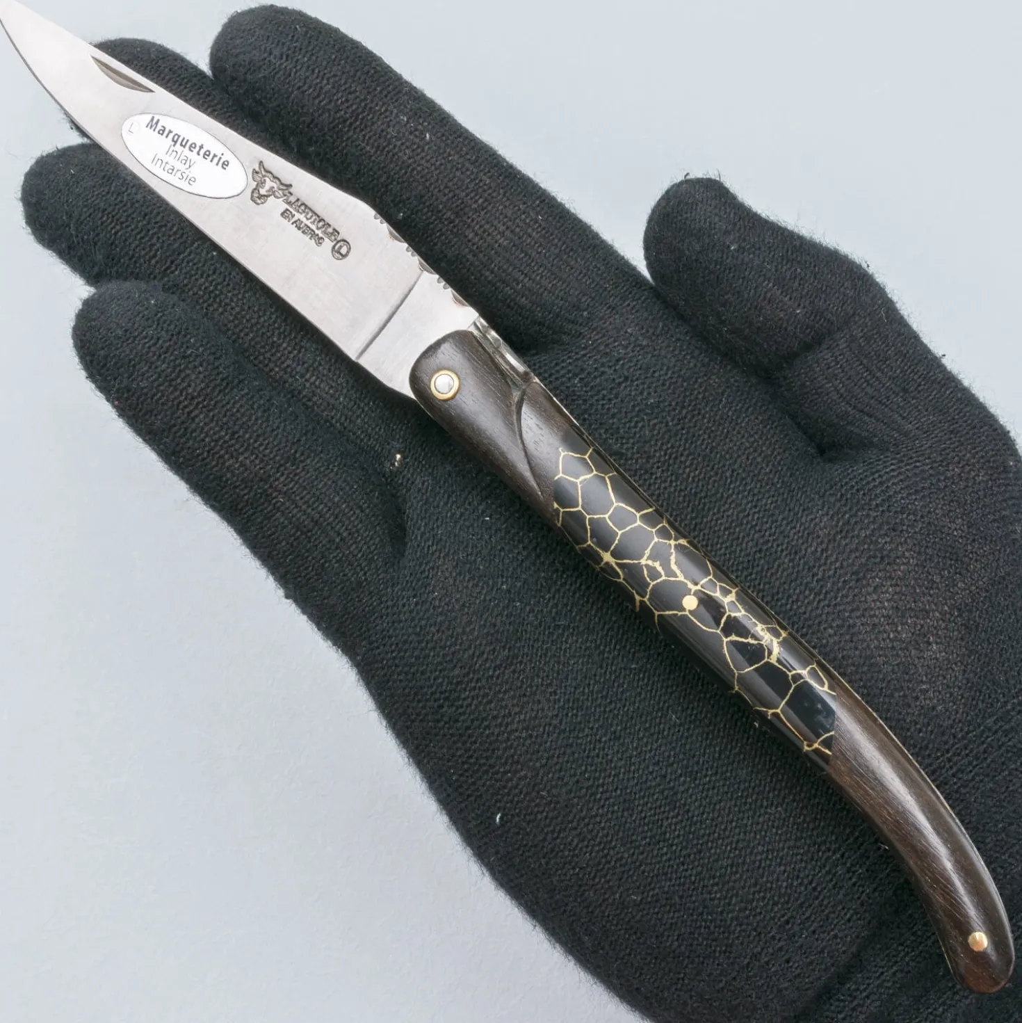 Laguiole en Aubrac Zakmes Ebony Onyx Inlay Deluxe 12 cm