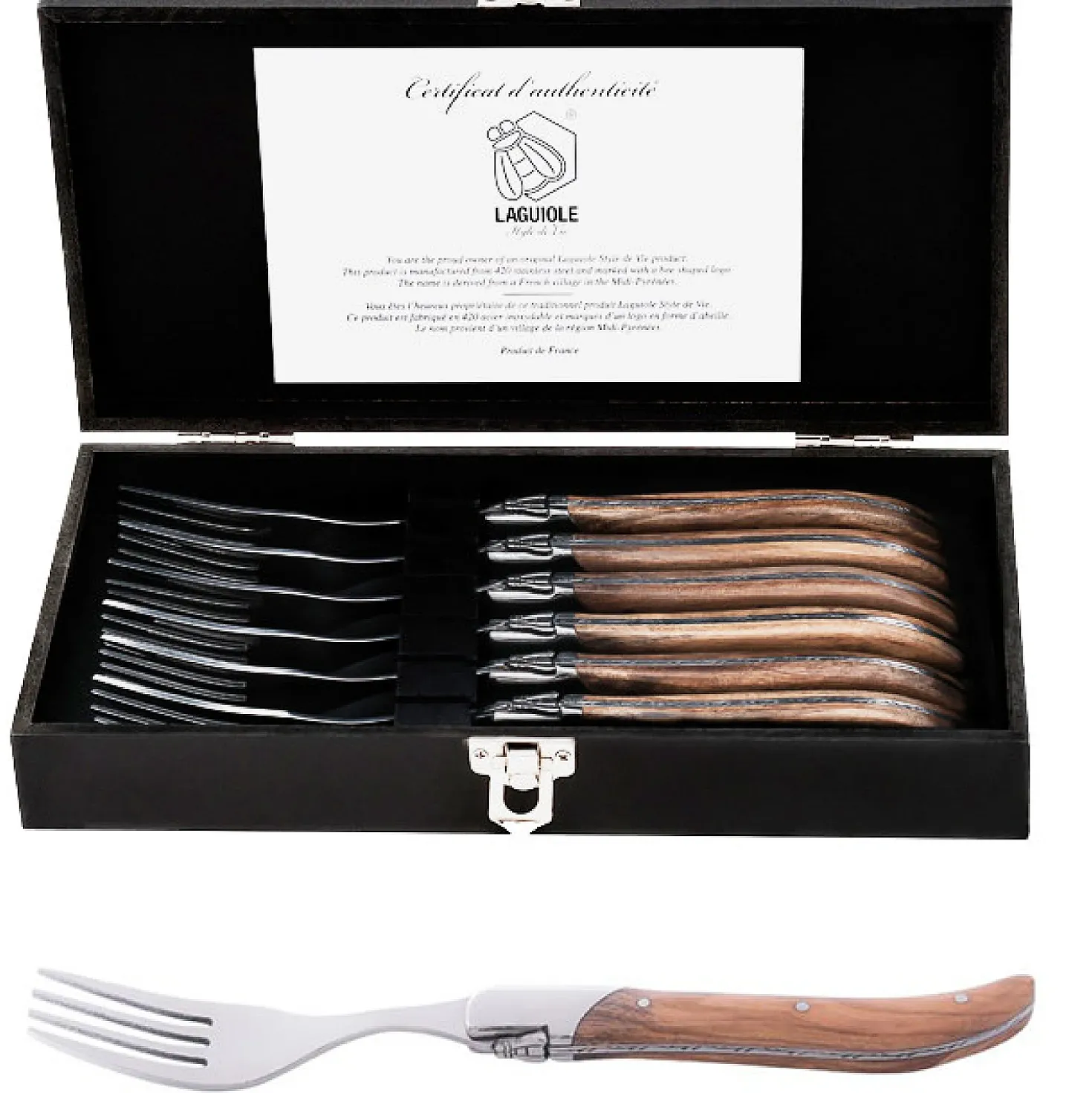Laguiole Style de Vie Luxury Line Vorken Set Olijfhout (6 Stuks)