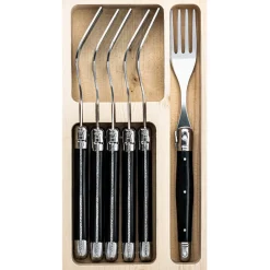 Laguiole Style de Vie Premium Line Vorken Zwart (6 stuks)