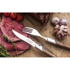 Laguiole Style de Vie Steakmessen En Vorkenset Luxury Line Olijfhout