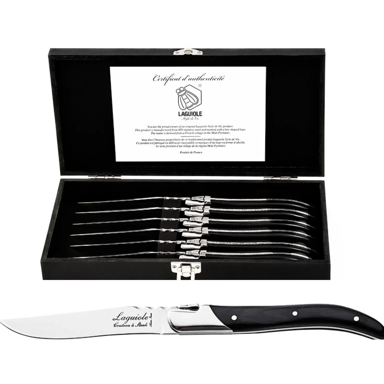 Laguiole Style de Vie Steakmessen Luxury Line Ebbenhout