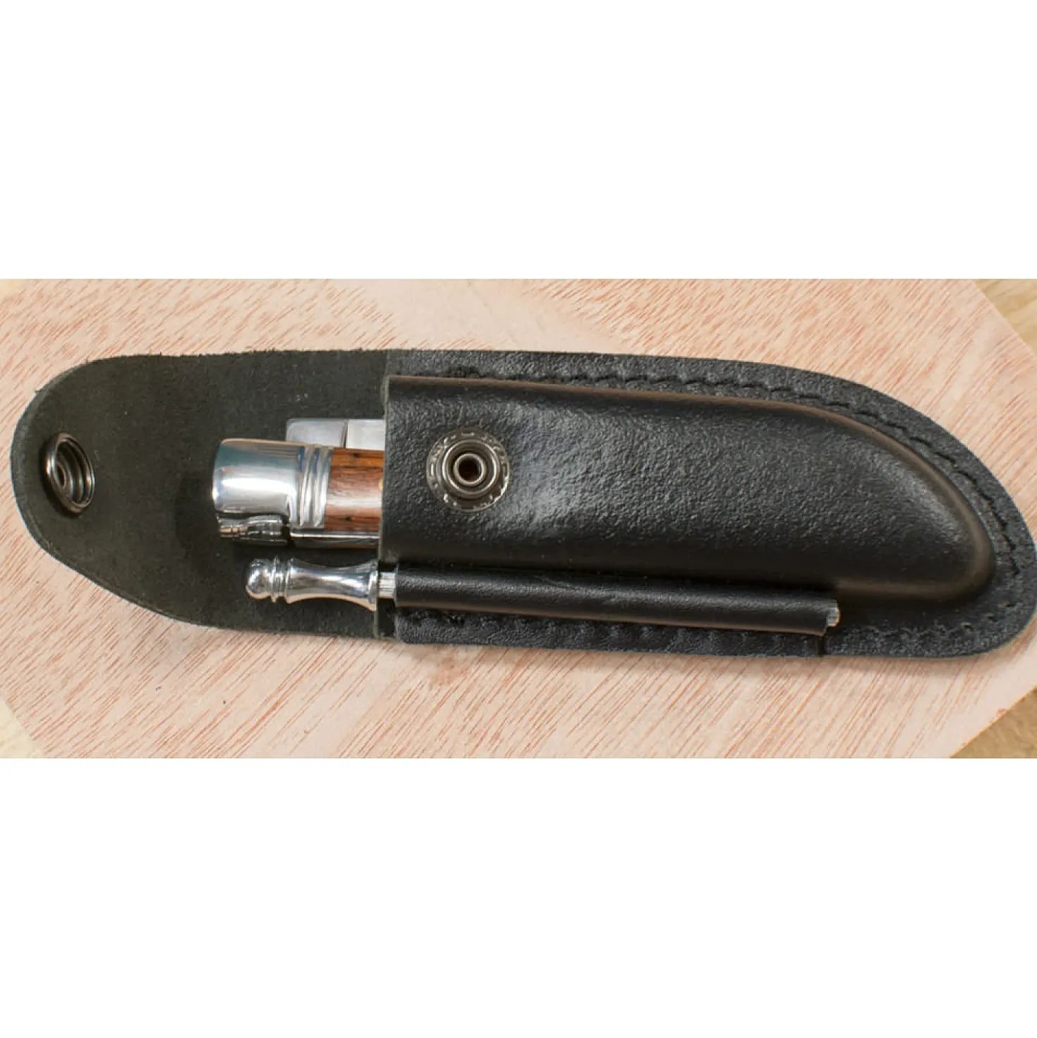 Laguiole Style de Vie Zakmes Zebrano met Leren Hoesje en Aanzetstaal